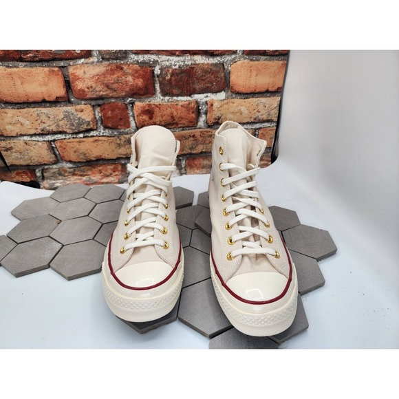 Converse Chuck 70 Hi Size 10.5 Men Cream Egret Beige Mixed Pattern Rare Custom - Picture 6 of 13